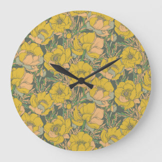 Grande Horloge Ronde Fleurs de Trollius Graphiques