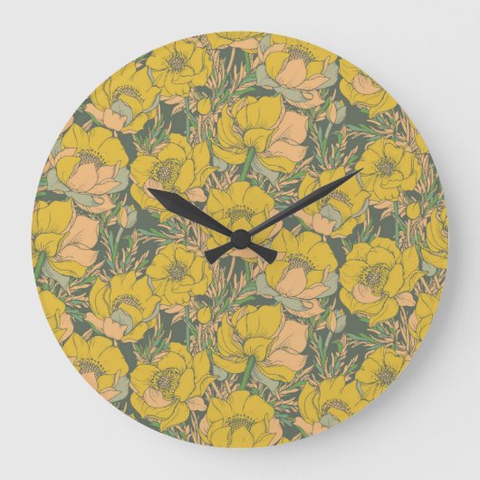 Grande Horloge Ronde Fleurs de Trollius Graphiques (Recto)