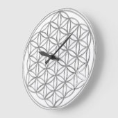 Grande Horloge Ronde FLEURS DE VIE - argent (Angle)
