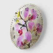 Grande Horloge Ronde Fleurs d'orchidées (Angle)