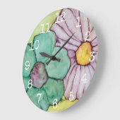 Grande horloge ronde "Fleurs Encre 2" (Angle)