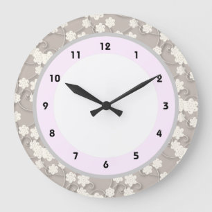 Grande Horloge Ronde fleurs florales florales florales florales roses e