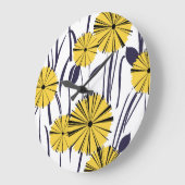 Grande Horloge Ronde Fleurs jaunes (Angle)