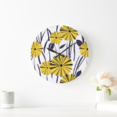 Grande Horloge Ronde Fleurs jaunes (Maison)