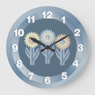 Grande Horloge Ronde Fleurs mécaniques