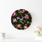 Grande Horloge Ronde Fleurs Motif 18 (Maison)