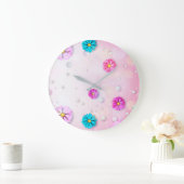 Grande Horloge Ronde Fleurs Motif 7 (Maison)