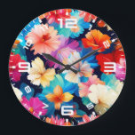 Grande Horloge Ronde Fleurs multicolores florales Motif37566<br><div class="desc">Fleurs multicolores florales Motif-37566</div>