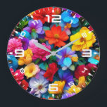 Grande Horloge Ronde Fleurs multicolores Motif-75647<br><div class="desc">Fleurs multicolores Motif-75647</div>