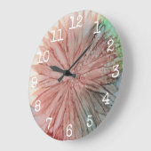 Grande horloge ronde "Fleurs Pinkish" (Angle)
