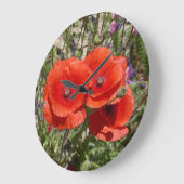 GRANDE HORLOGE RONDE FLEURS POPPY (Angle)