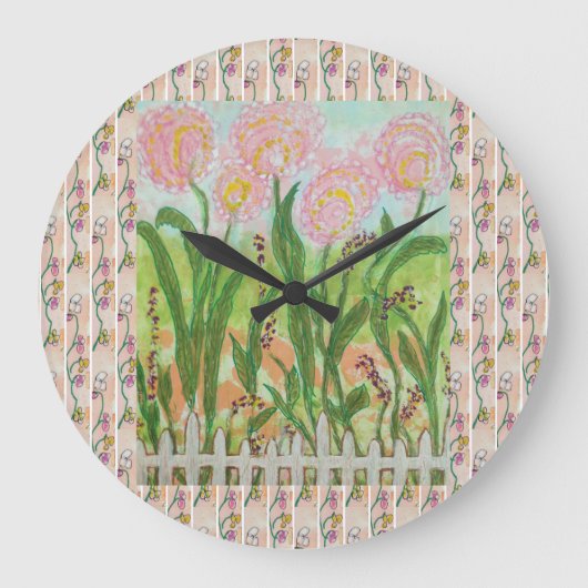Grande Horloge Ronde Fleurs roses (Recto)