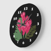 Grande Horloge Ronde Fleurs roses (Angle)