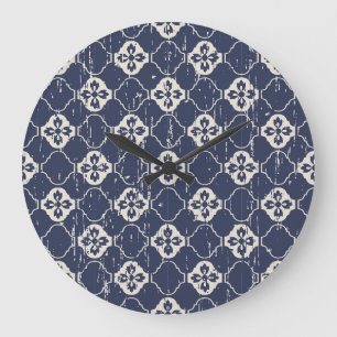 Grande Horloge Ronde Fleurs usées : Vintage sans joint