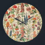 Grande Horloge Ronde Fleurs vintages<br><div class="desc">S'il vous plaît visitez mon magasin pour un design plus intéressant et plus de choix de couleurs. => zazzle.com/colorfulworld*</div>