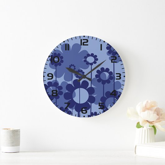 Grande Horloge Ronde Fleurs violettes