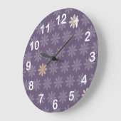 Grande Horloge Ronde Fleurs violettes (Angle)