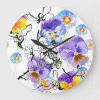 Fleurs violettes Aquarelle Motif Vintage