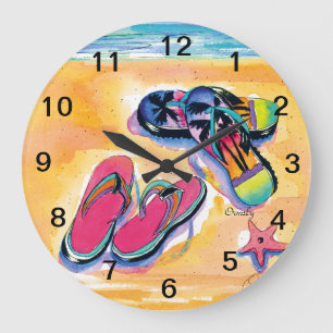 Grande Horloge Ronde Flip-flop Wall Clock