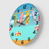 Grande Horloge Ronde Flip Flops À La Plage (Angle)