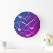 Grande Horloge Ronde Floating Butterflies Clock (Purple) (Maison)