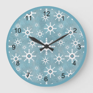 Grande Horloge Ronde Flocon de neige géométrique abstrait turquoise du