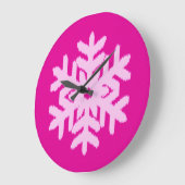 Grande Horloge Ronde Flocon de neige Ikat - Fuchsia et rose glace (Angle)