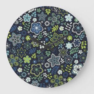 Grande Horloge Ronde Floral 3D Wall