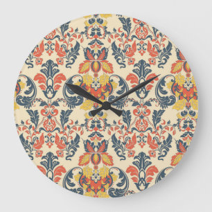 Grande Horloge Ronde Floral baroque : Papier peint Vintage classique.