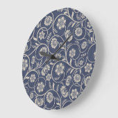 Grande Horloge Ronde Floral bleu (Angle)