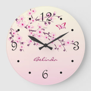 Grande Horloge Ronde Floral Cherry Blossoms Pink Monogram