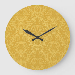 Grande Horloge Ronde Floral d'or de luxe : papier peint transparent