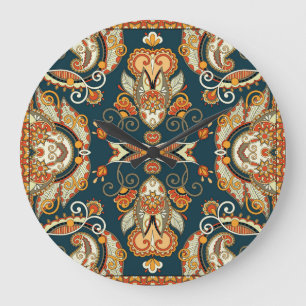 Grande Horloge Ronde Floral Paisley Bandanna : Ornement traditionnel
