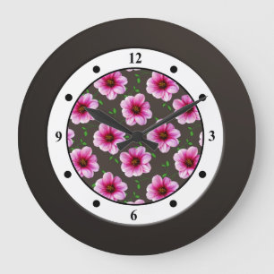 Grande Horloge Ronde Floral Pink Garden