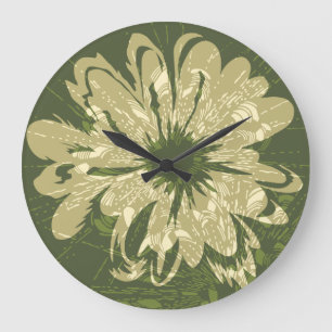 Grande Horloge Ronde Floral psychédélique vintage de Verseau