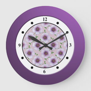 Grande Horloge Ronde Floral Purple Garden