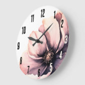 Grande Horloge Ronde Floral rose moderne Fleur (Angle)