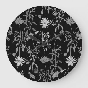 Grande Horloge Ronde Floral vintage : arrière - plan d'invitation sans
