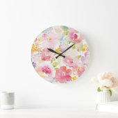 Grande Horloge Ronde Flore aquarelle (Maison)