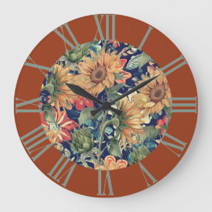 Grande Horloge Ronde Flore avec bordure