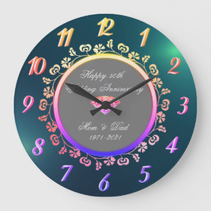 Grande Horloge Ronde Flore Ombre, 50e Mariage vert