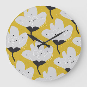 Grande Horloge Ronde Flore scandinave : conception Vintage à main