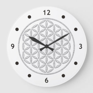 Grande Horloge Ronde Flower Of Life / Blume des Lebens - timbre blanc