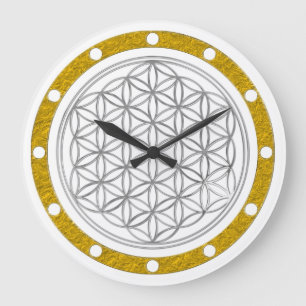 Grande Horloge Ronde FLOWER OF LIFE - Silver - clock face gold