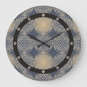 Grande Horloge Ronde Flower of Life - stamp pattern - blue sand