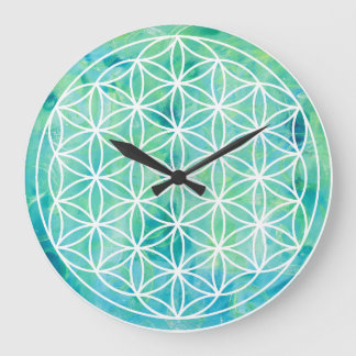 Grande Horloge Ronde Flower of life Turquoise 1702815 Wall Clock