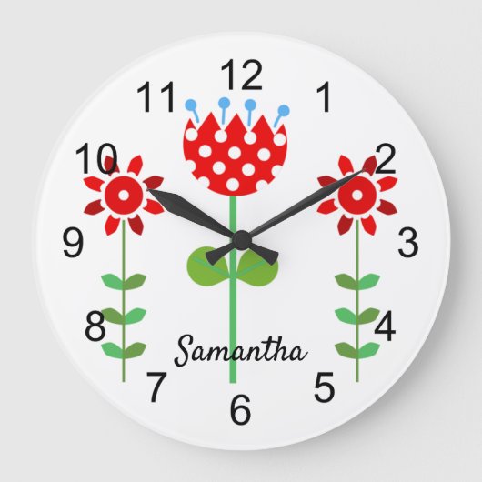 Grande Horloge Ronde Flowers de Red and White (Recto)