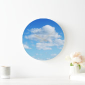 Grande Horloge Ronde Fluffy Clouds and Blue Sky (Maison)