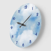 Grande Horloge Ronde Fluffy White Clouds (Angle)