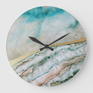 Grande Horloge Ronde Fluid Abstract Blue Ink Ocean